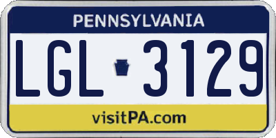 PA license plate LGL3129