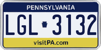 PA license plate LGL3132