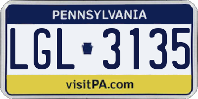 PA license plate LGL3135