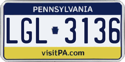 PA license plate LGL3136