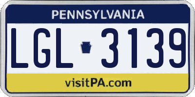 PA license plate LGL3139