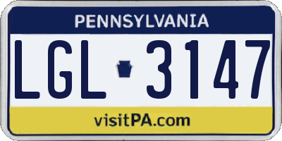 PA license plate LGL3147