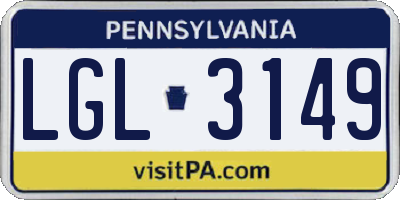 PA license plate LGL3149