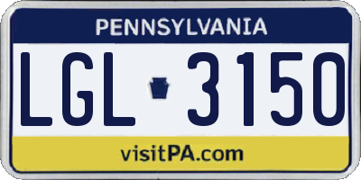 PA license plate LGL3150