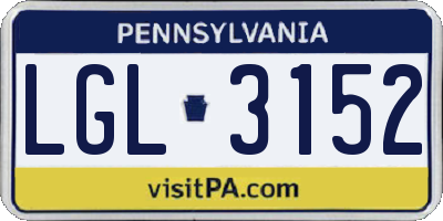 PA license plate LGL3152
