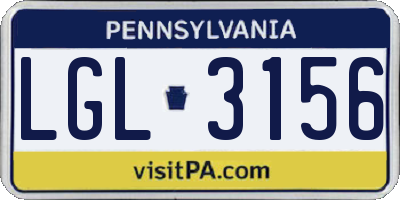 PA license plate LGL3156