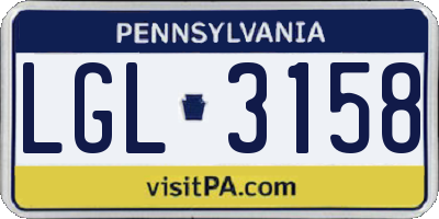 PA license plate LGL3158