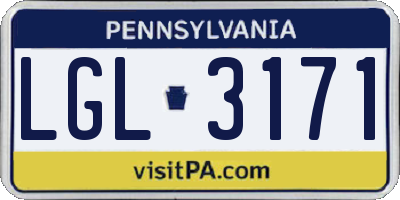PA license plate LGL3171