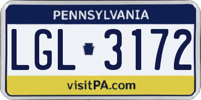 PA license plate LGL3172
