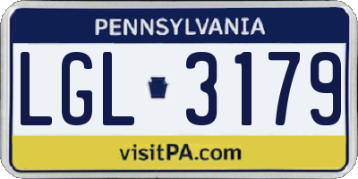 PA license plate LGL3179