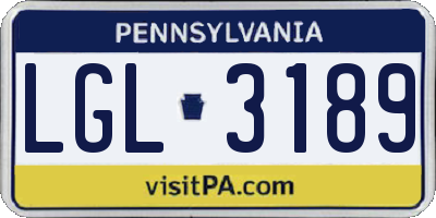PA license plate LGL3189