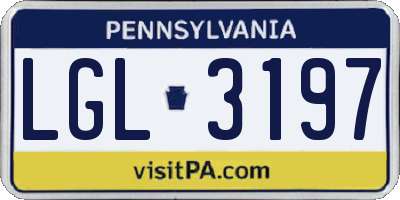 PA license plate LGL3197