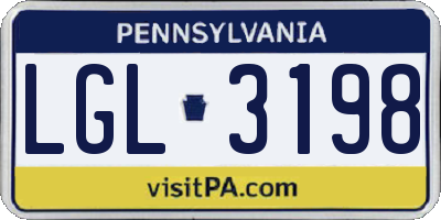 PA license plate LGL3198