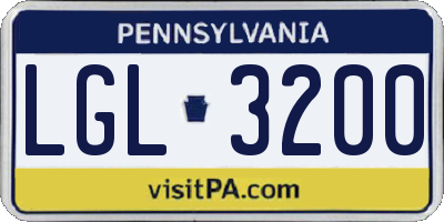 PA license plate LGL3200