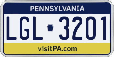 PA license plate LGL3201