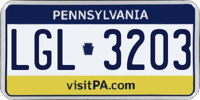 PA license plate LGL3203