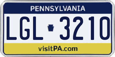 PA license plate LGL3210