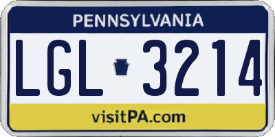 PA license plate LGL3214
