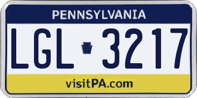 PA license plate LGL3217