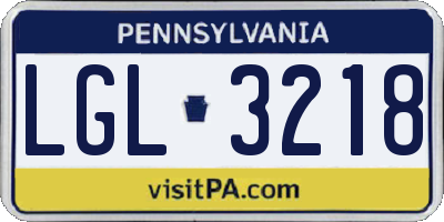 PA license plate LGL3218
