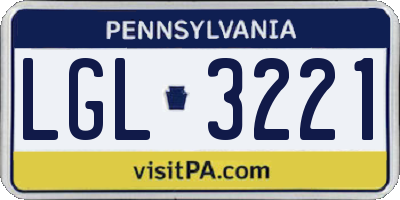 PA license plate LGL3221