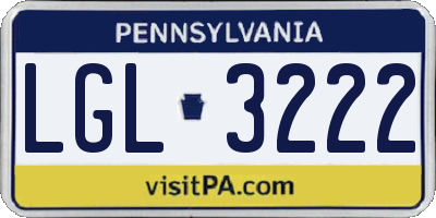 PA license plate LGL3222