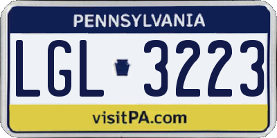 PA license plate LGL3223