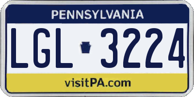 PA license plate LGL3224