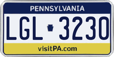 PA license plate LGL3230