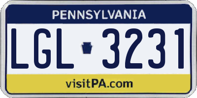 PA license plate LGL3231