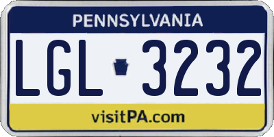 PA license plate LGL3232