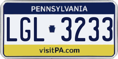 PA license plate LGL3233