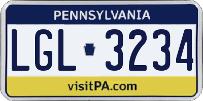 PA license plate LGL3234