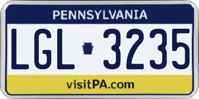 PA license plate LGL3235