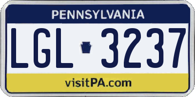 PA license plate LGL3237