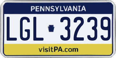 PA license plate LGL3239