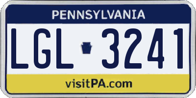 PA license plate LGL3241