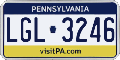 PA license plate LGL3246