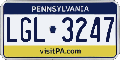 PA license plate LGL3247