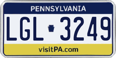 PA license plate LGL3249