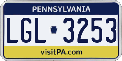 PA license plate LGL3253