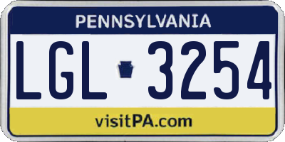 PA license plate LGL3254