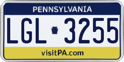 PA license plate LGL3255