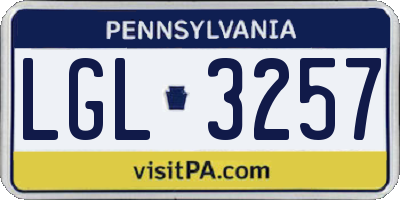 PA license plate LGL3257