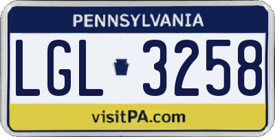 PA license plate LGL3258