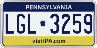 PA license plate LGL3259