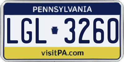 PA license plate LGL3260