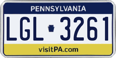 PA license plate LGL3261