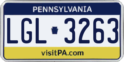 PA license plate LGL3263