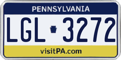 PA license plate LGL3272